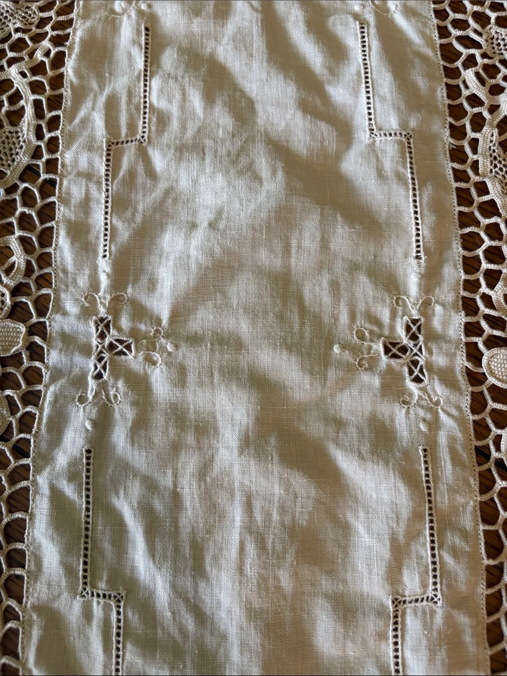 Vintage Cream Embroidered Table Linen
